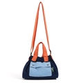 Borsa a tracolla in nylon a contrasto blu e arancione con tasca frontale comoda - Blu