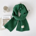 Knitted winter scarf in emerald green with premium woven texture and label detail - 22*165cm / Dark Green