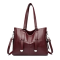 Donkerrode shopper met litchi-textuur en zilveren hardware in de variantweergave - Bordeauxrood