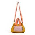 Borsa a tracolla in nylon giallo zenzero e rosa chiaro con manici arancioni a contrasto - Giallo
