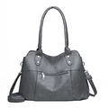 Vielseitige dunkelgraue Shopper-Tasche aus Kunstleder mit Tragegriffen und Schultergurt - 31*26*13 / Dunkelgrau