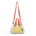 Borsa a tracolla in nylon a contrasto crema e arancione con tracolla regolabile - Bianco
