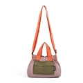Borsa a tracolla in nylon a tre colori viola, arancione e verde oliva con tracolla - Rosa