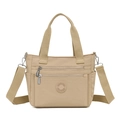 Khaki multi-pocket nylon tote bag with adjustable shoulder straps for daily commute - Khaki