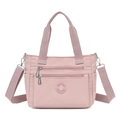 Light pink multi-pocket nylon tote bag with adjustable shoulder straps for daily use - Pink