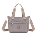 Waterproof mauve nylon tote bag with multiple zipper pockets and adjustable strap - Gray
