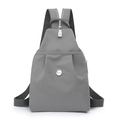 Grey nylon multi-purpose backpack with metal logo and durable adjustable shoulder strap - Gray