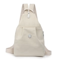 Minimalist cream white nylon backpack with metallic ZMR logo and high-density fabric straps - Off White