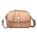 Borsa a tracolla kaki in pelle grana litchi con dettagli in metallo argentato - Cachi
