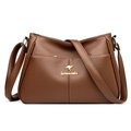Bruine crossbodytas van leer met litchi-nerf en verstelbare riem voor dames - Bruin