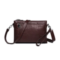 Sac bandoulière marron foncé pour femme en similicuir à empiècements et double fermeture - Marron