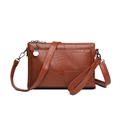 Pochette marron en similicuir crocodile avec bandoulière amovible et dragonne poignet - Marron