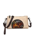 Sac à bandoulière beige en simili cuir avec motif d'éléphant coloré en relief - Beige