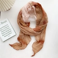 Sciarpa sfumata rosa e arancione in lino con delicata trama increspata da donna - 50*210cm / Sfumato Arancione