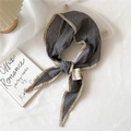 Gingham pattern cotton linen hair ribbon in black and white with premium beige edges - 28*120cm / Black Plaid