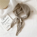 Foulard in cotone lino a scacchi beige e nero con etichetta delle specifiche - 28*120cm / Beige a Quadri