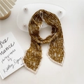 Ginger yellow pleated floral cotton linen scarf with elegant white flower pattern - Floral Yellow