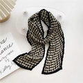 Classic houndstooth knit scarf for women with black borders in a stylish cream and black finish - Houndstooth