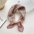 Floral cotton linen scarf in pale pink and orange, stylish Korean neck tie hair band - 58cm x 58cm / 27D Beige Pentagonal Pattern