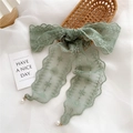 Fascia per capelli in pizzo verde chiaro con ricami floreali e pendenti in perla - Verde (3G Perla Lunga Fiore di Pizzo Verde)