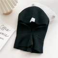 Sciarpa nera a maglia con cappuccio, passamontagna balaclava con trama a righe alla moda - Nero