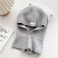 Passamontagna grigio in maglia a coste con cappuccio morbido e caldo per l'inverno - Grigio