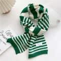 Écharpe en tricot à rayures vertes et blanches, tour de cou chaud d'hiver épais - vert foncé