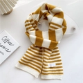 Soft knitted scarf with classic yellow and white horizontal stripes in elegant wrap style - Yellow