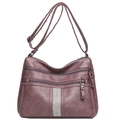 Minimalist soft PU leather crossbody bag with rhinestone detail in dark purple finish - Vertical Rhinestone Style (1558-1) / Purple