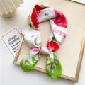Chic watermelon print silk scarf in vibrant red and green on a smooth white base - Watermelon Print