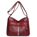 Borsa a tracolla retrò rosso scuro in ecopelle con tasche multiple a cerniera capienti - Borgogna
