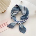 Blue and purple striped cotton linen neck scarf tied in a stylish bow knot - Purple Blue Stripes (11D) / 58cm