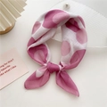 Pink and white polka dot cotton linen neck scarf tied in a stylish knot - Bubble Pink (14D) / 58cm