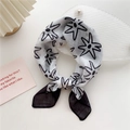 Fashionable black and white cotton linen small square scarf with hand-drawn star patterns - Seven-point Starfish Black (20D) / 58cm