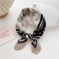 Polka dot and stripe cotton linen small square scarf in beige and brown red - Polka Dot Frame Khaki Edge (24D) / 58cm