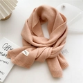 Solid peach pink knitted scarf for women with handmade fashion label and ribbed edges - 22x180cm / Pink