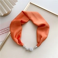 Elegant orange satin scarf necklace with crystal magnetic buckle on decorative tray - Orange