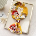Foulard lungo in raso giallo con stampa floreale vintage per capelli o borse - N. 3 Giallo Floreale