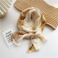 Long silk scarf in cream beige with vintage floral and bird prints for women - Lily Bird