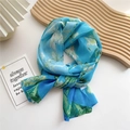 Blue van Gogh style oil painting floral silk scarf in lightweight chiffon fabric - Oil Painted Branches