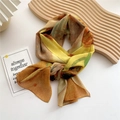 Artistic long lightweight scarf with sunflower print and sunflower yellow silk fabric - Sunflower