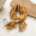 Ginger yellow floral long silk scarf with white daisy print and contrast border - 11 Chiffon Virtual Flower Orange