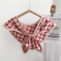 French vintage style red silk scarf with white heart patterns and elegant tie bow design - Red Heart LOVE Print