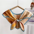 Silk-feel equestrian scarf with horse patterns and dots in ginger and caramel tones - Equestrian Horse Silhouette