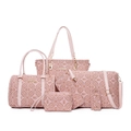 Pink 6-piece handbag set featuring tote and shoulder bags with classic monogram print - 6-Piece Set / Pink
