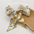 Fiocco per capelli con stampa floreale e raso giallo con nastri lunghi eleganti - 8*110cm / Fiori Gialli