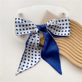 Fiocco per capelli in seta a pois blu e bianchi su vassoio decorativo moderno - Blu a Pois (10X)