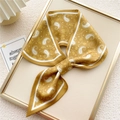 Foulard giallo zenzero con motivo paisley bianco a forma di fiocco a farfalla - Cuore Paisley Giallo (6F)