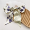 Fiocco per capelli in seta con motivi floreali a margherite gialle e viola - Margherita Viola (1X)