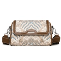 Sac polochon vintage élégant avec motif jacquard ondulé et finitions en cuir chic - Blanc